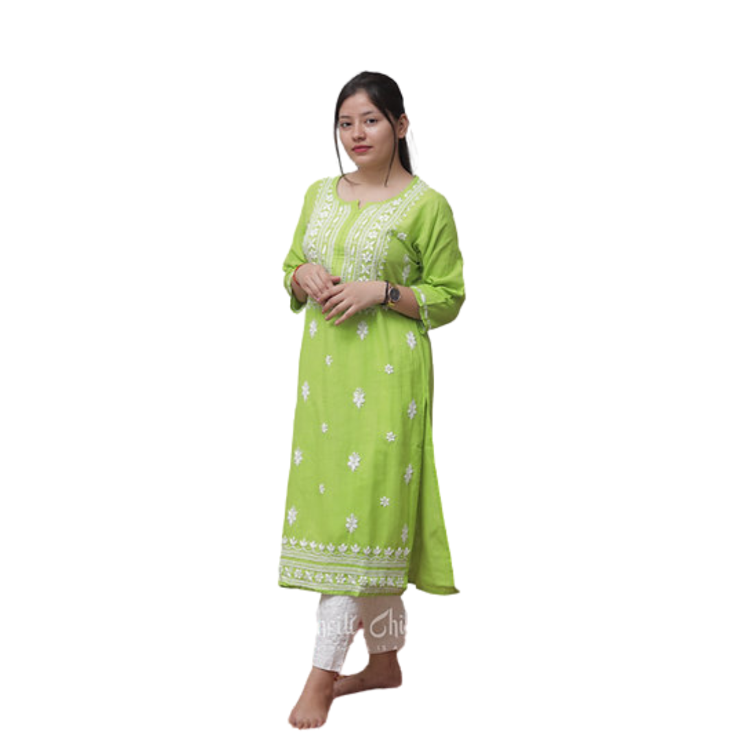 Bareeka Chikan Kurti By Nakhrili Chiknkari