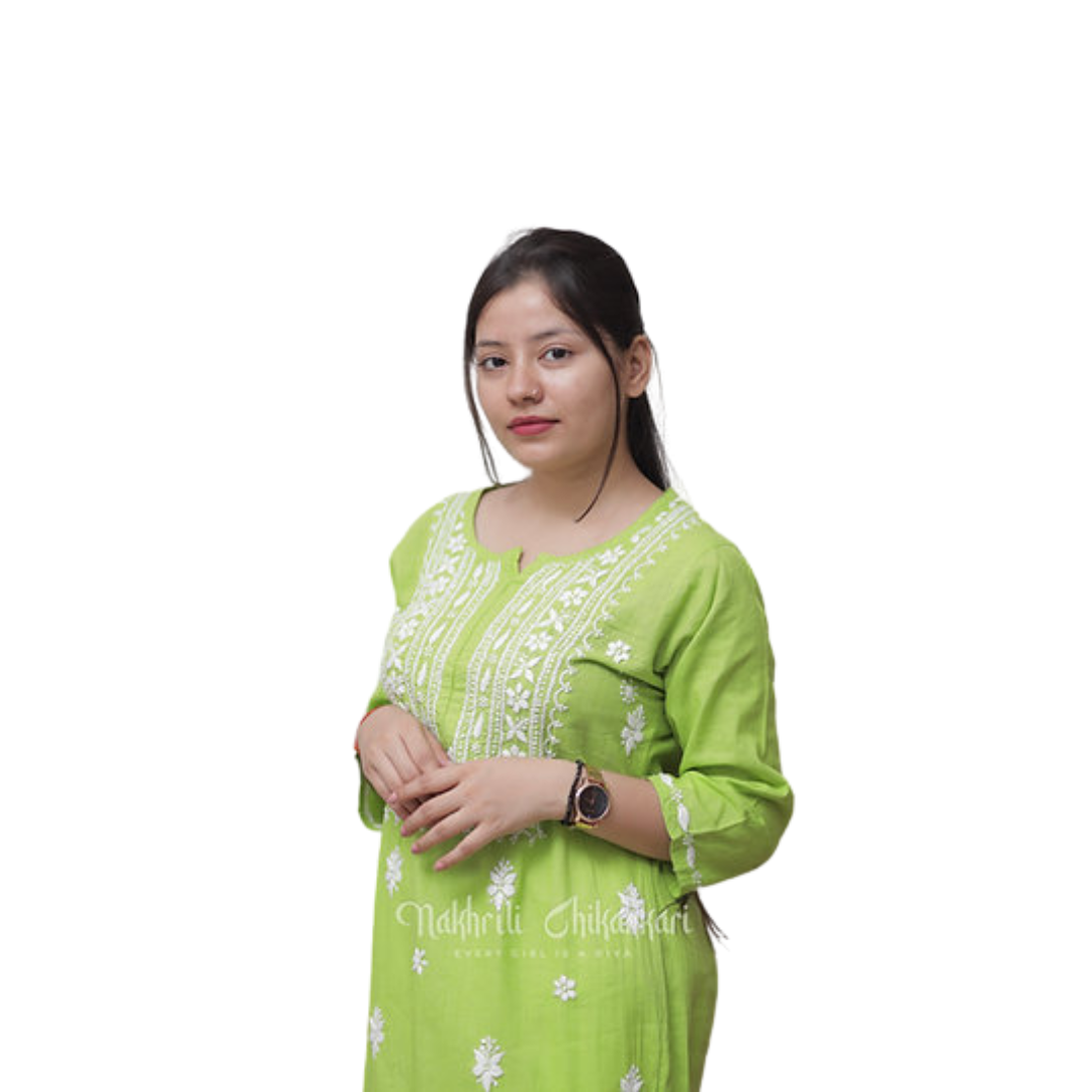 Bareeka Chikan Kurti By Nakhrili Chiknkari