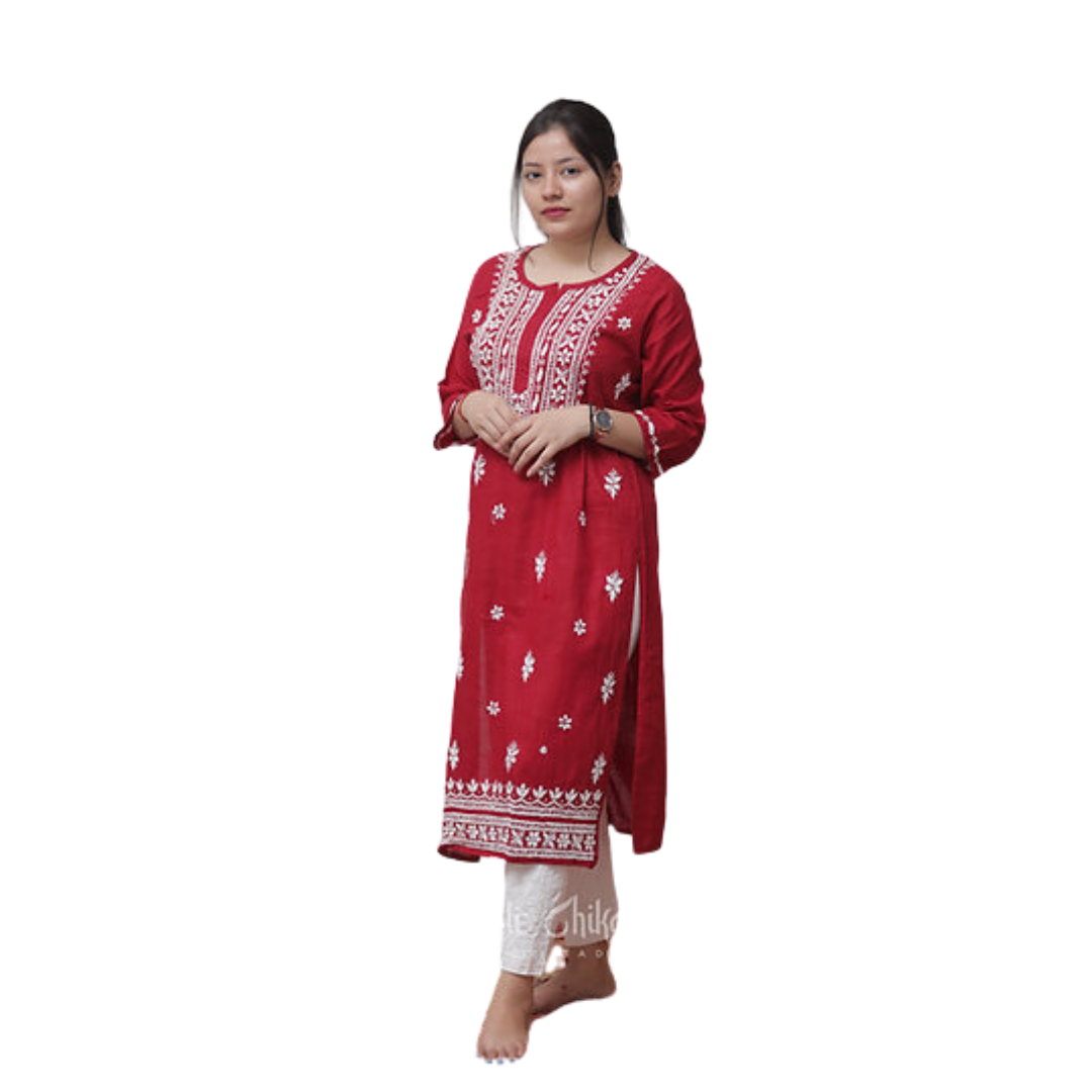 Bareeka Chikan Kurti By Nakhrili Chiknkari