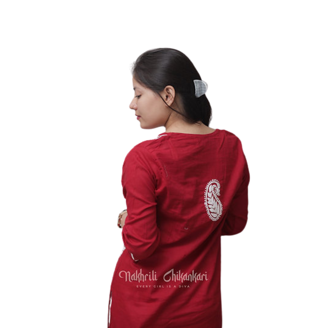 Bareeka Chikan Kurti By Nakhrili Chiknkari