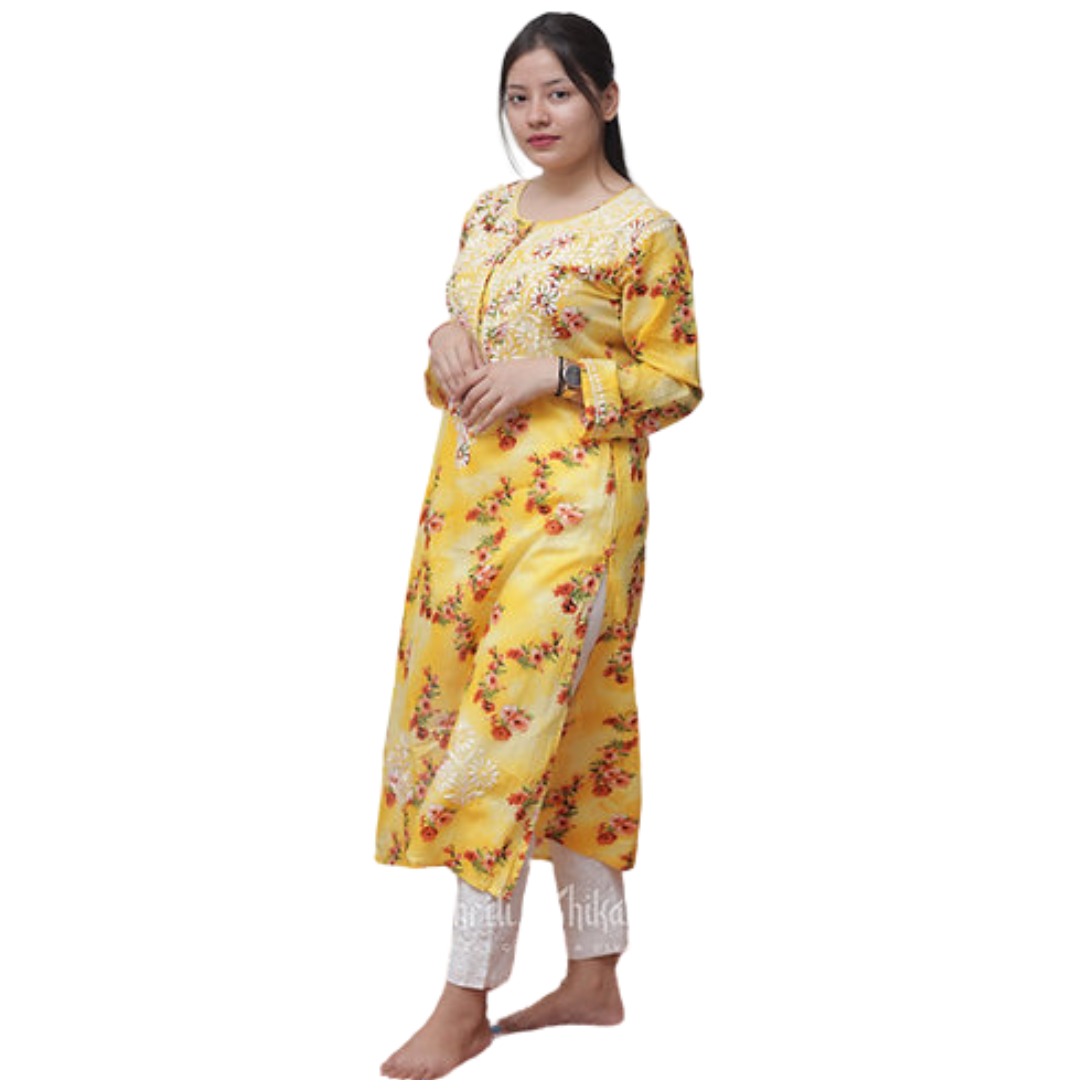 Ebrah Chikan Kurti with Print