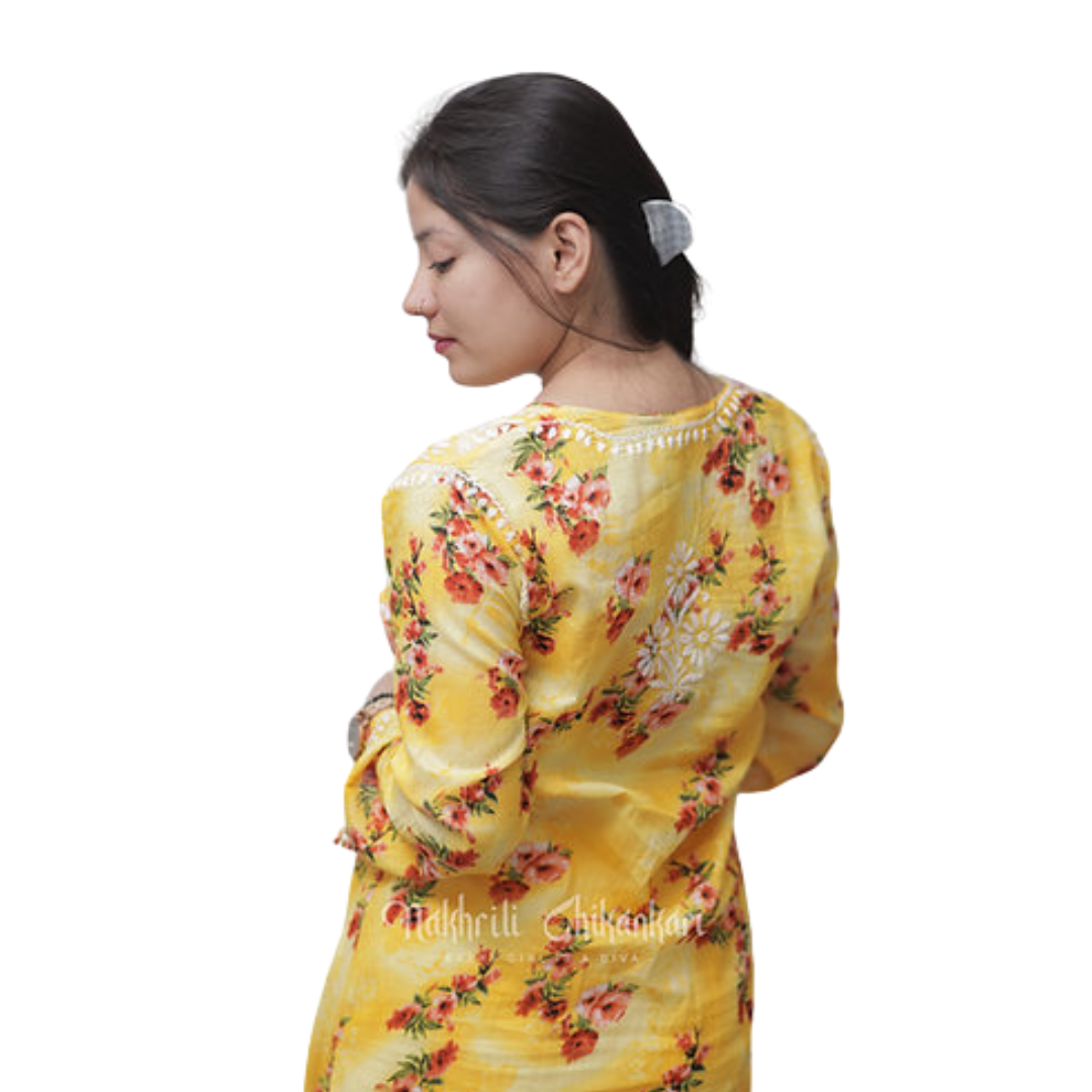 Ebrah Chikan Kurti with Print