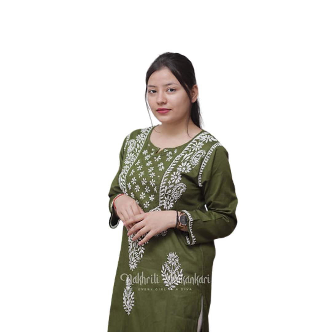Falak Chikan Kurti By Nakhrili Chikankari