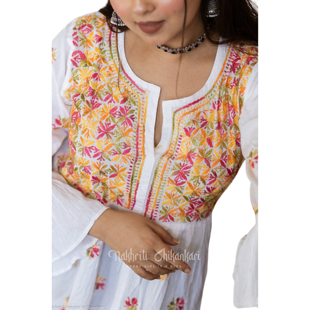 Ibadat Chikan Kurti By Nakhrili Chikankari