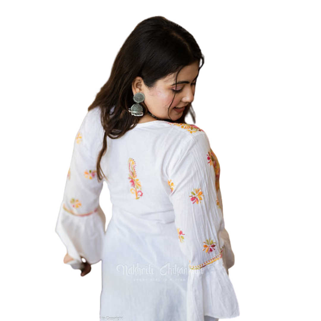 Ibadat Chikan Kurti By Nakhrili Chikankari