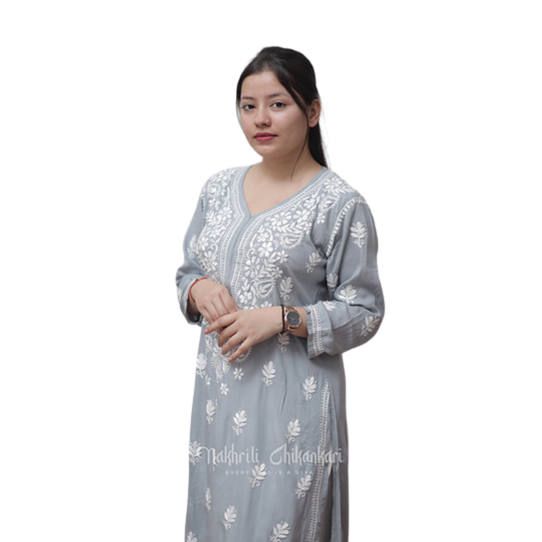 Kadira Chikan Kurti By Nakhrili Chikankari