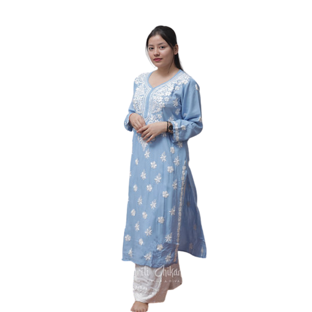 Laiqa Chikan Kurti By Nakhrili Chikankari