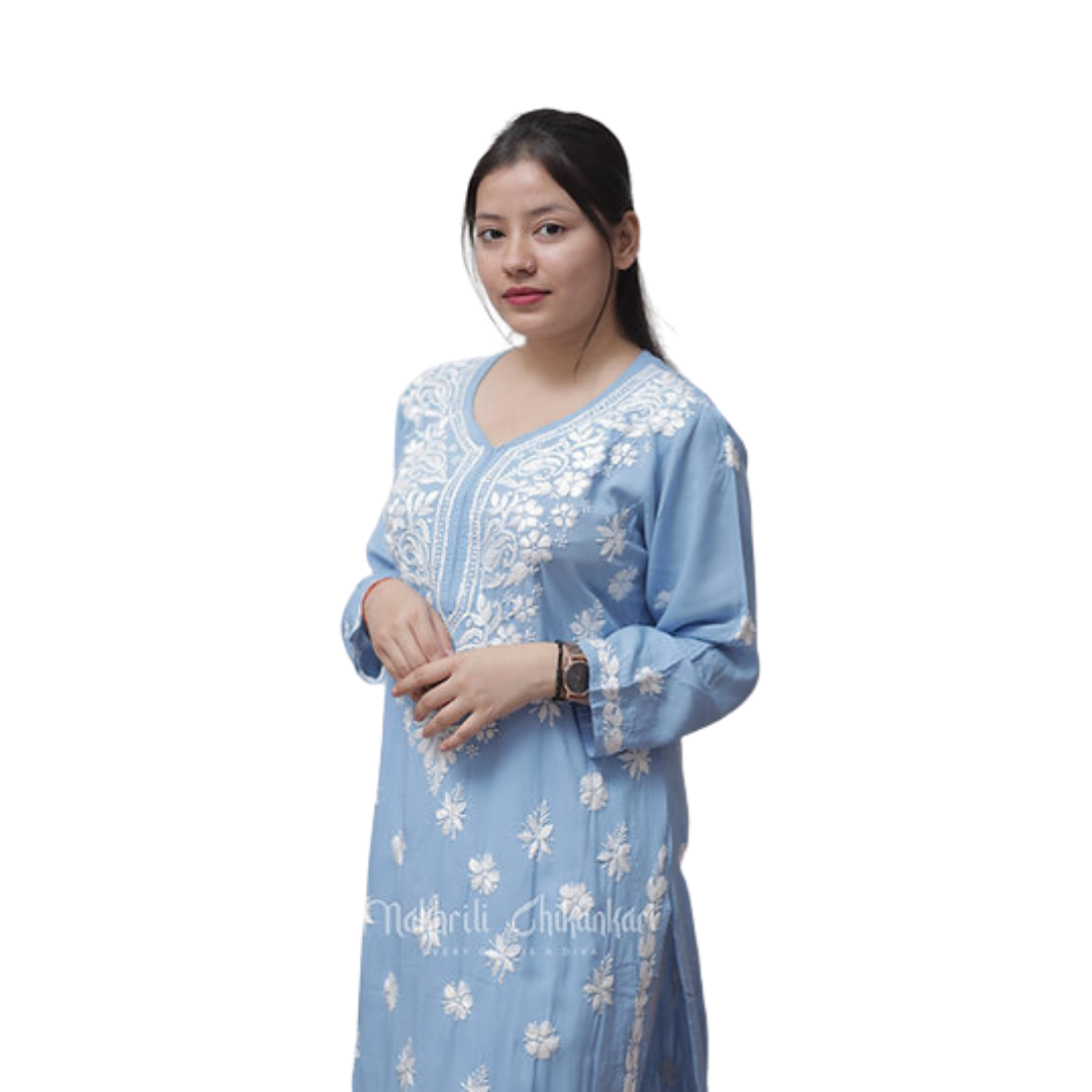 Laiqa Chikan Kurti By Nakhrili Chikankari