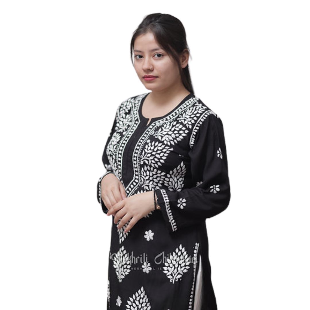Mahnur Chikan Kurti By Nakhrili Chikankari