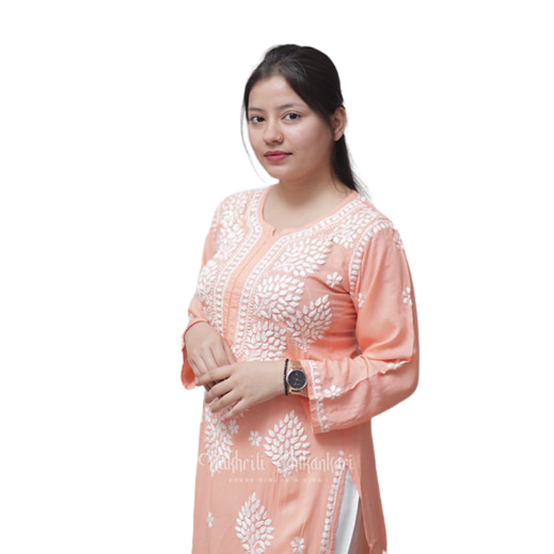 Mahnur Chikan Kurti By Nakhrili Chikankari