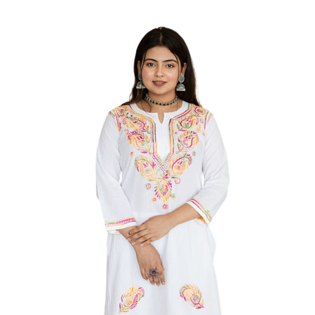 Mahreen Chikan Kurti By Nakhrili Chikankari