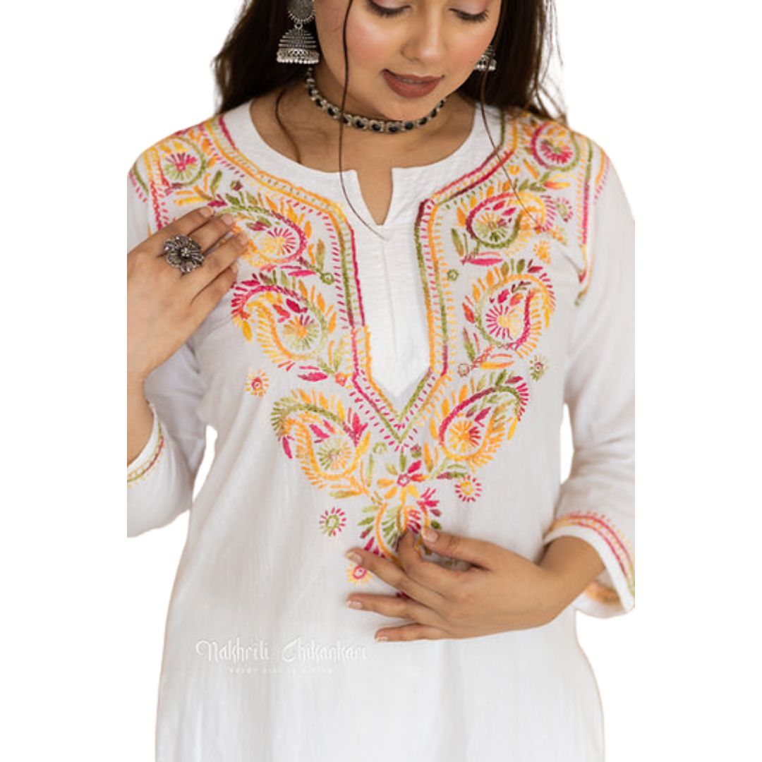Mahreen Chikan Kurti By Nakhrili Chikankari