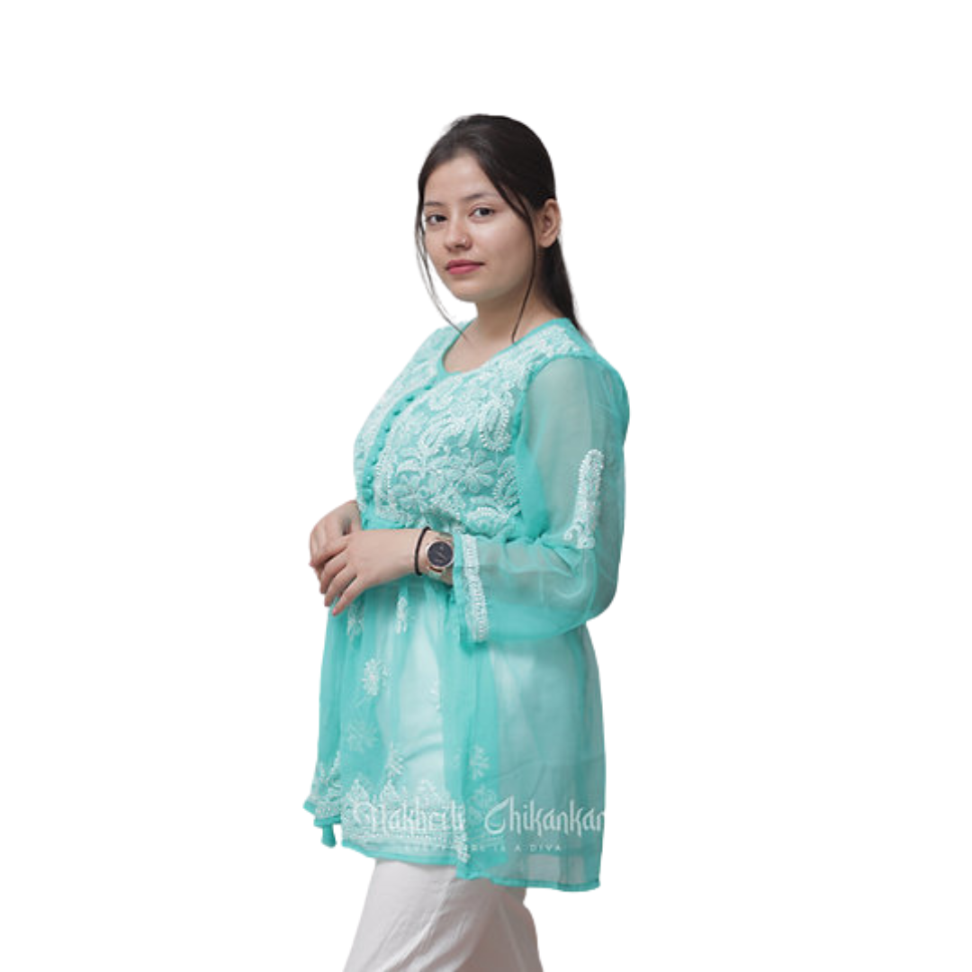 Nisaar Chikan Kurti By Nakhrili Chikankari