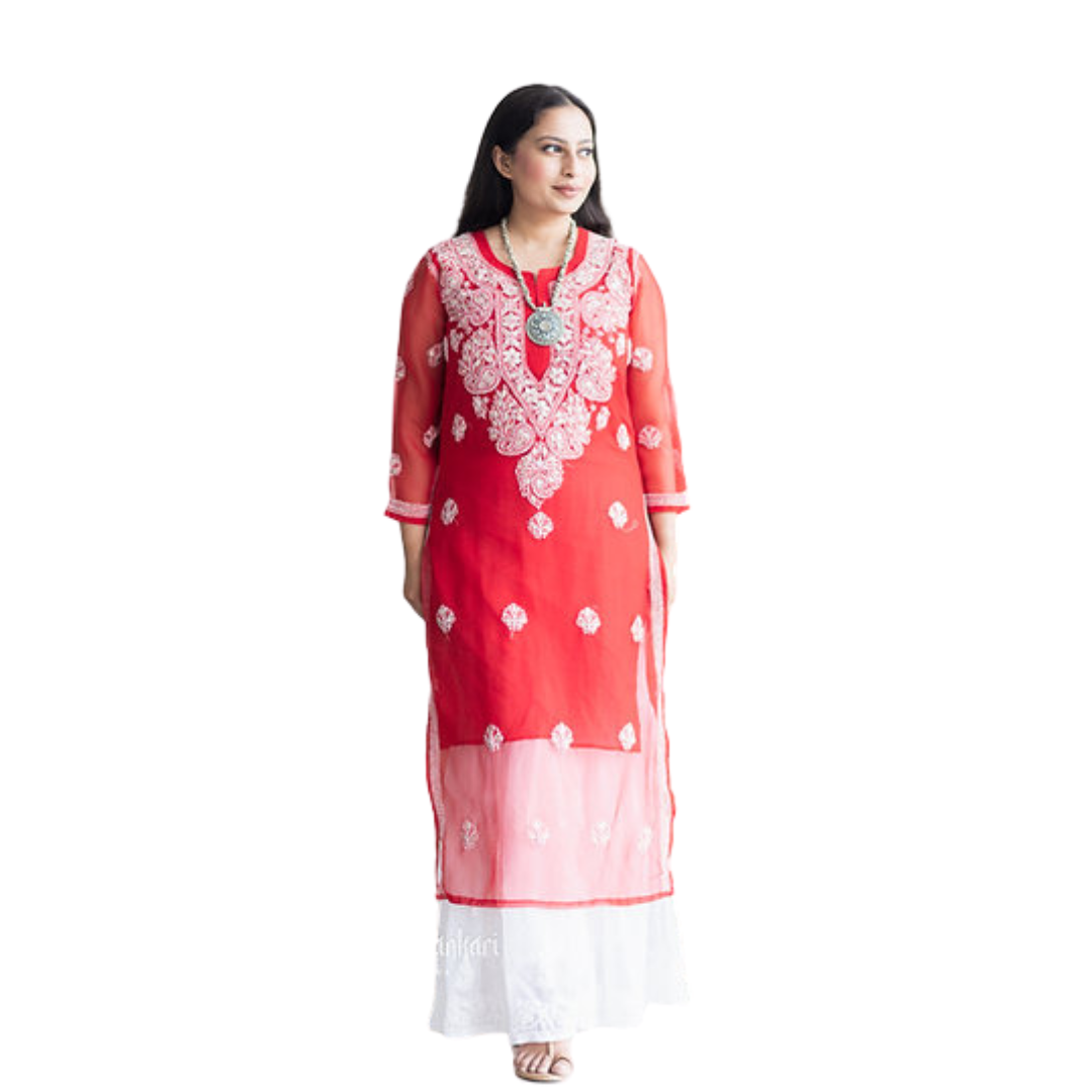 Noorah chikan kurti By Nakhrili chikankari