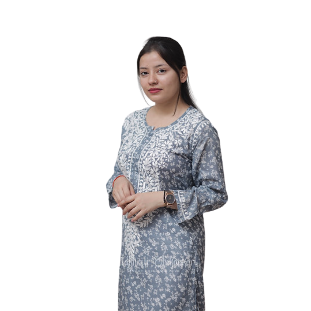 Ramsha Nakhrili Chikan Kurti with Print