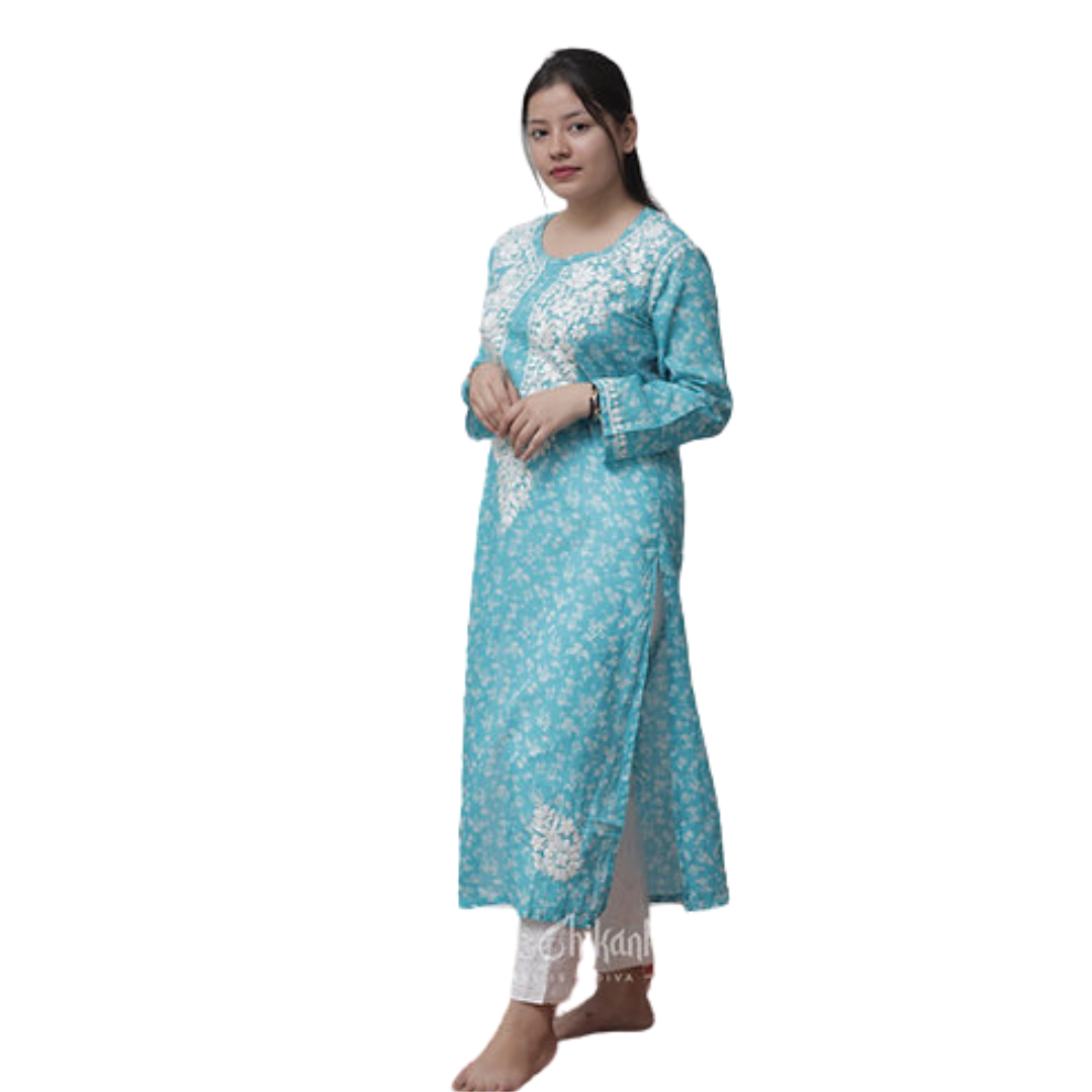 Ramsha Nakhrili Chikan Kurti with Print