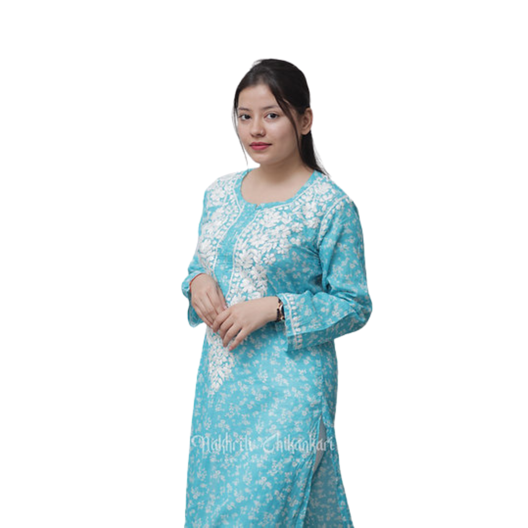 Ramsha Nakhrili Chikan Kurti with Print