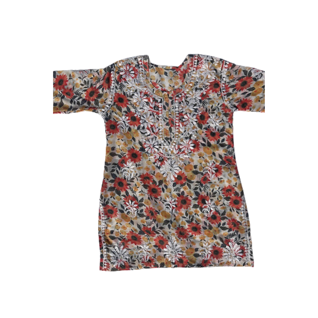 Shifiqa Printed Chikankari Kurti