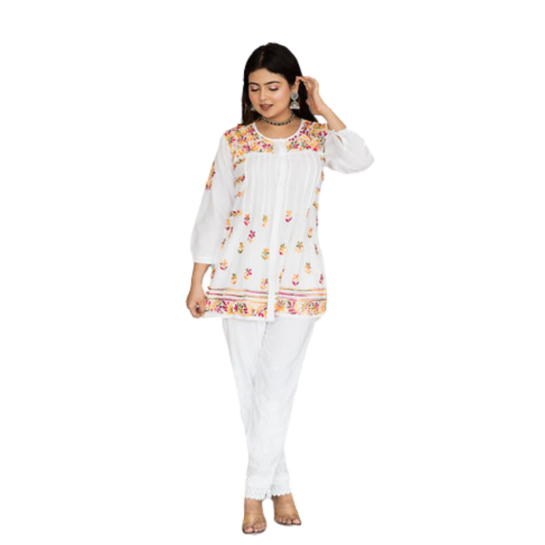 Zaina Chikan Kurti By Nakhrili Chikankari