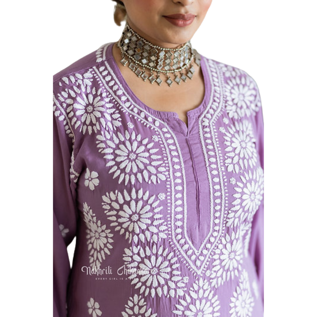 Zaram chikan kurti By Nakhrili chikankari