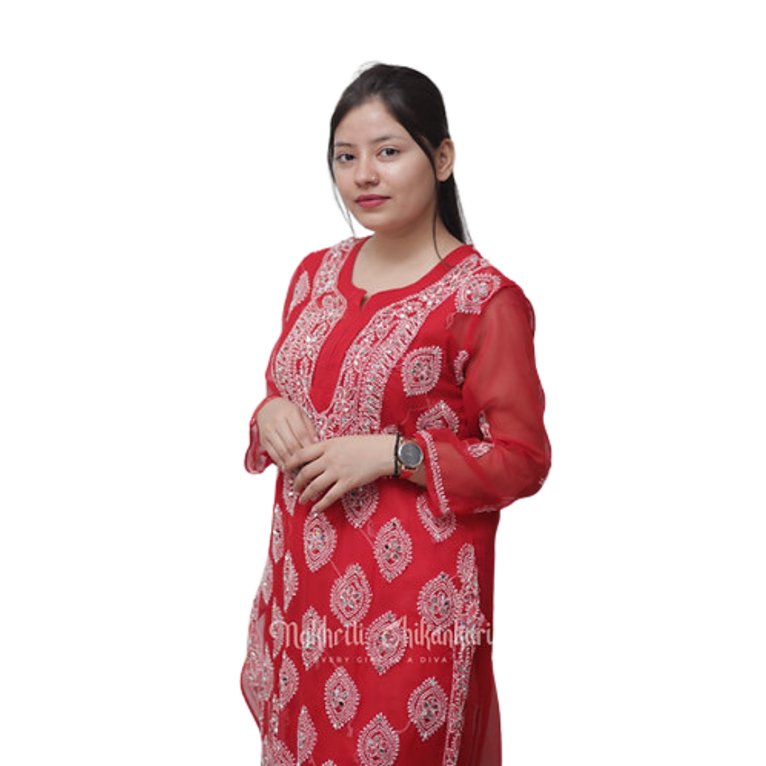 Zivaa chikan kurti By Nakhrili chikankari
