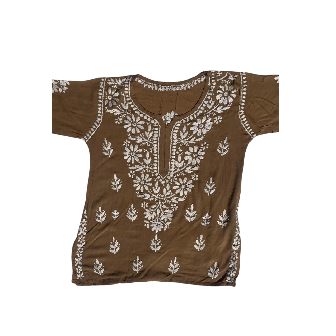 Adiva Short Chikankari Kurti By Nakhrili Chikankari
