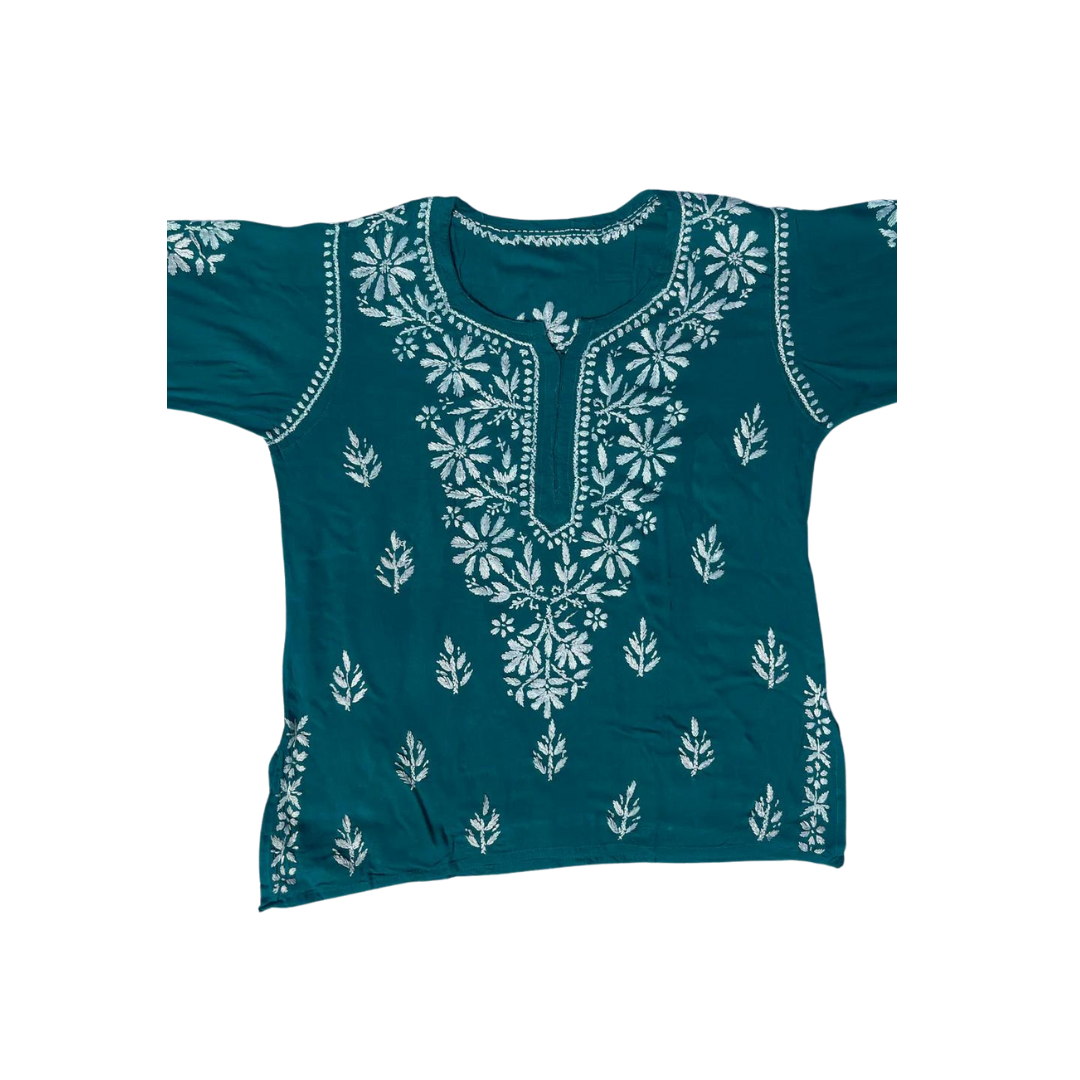 Adiva Short Chikankari Kurti By Nakhrili Chikankari