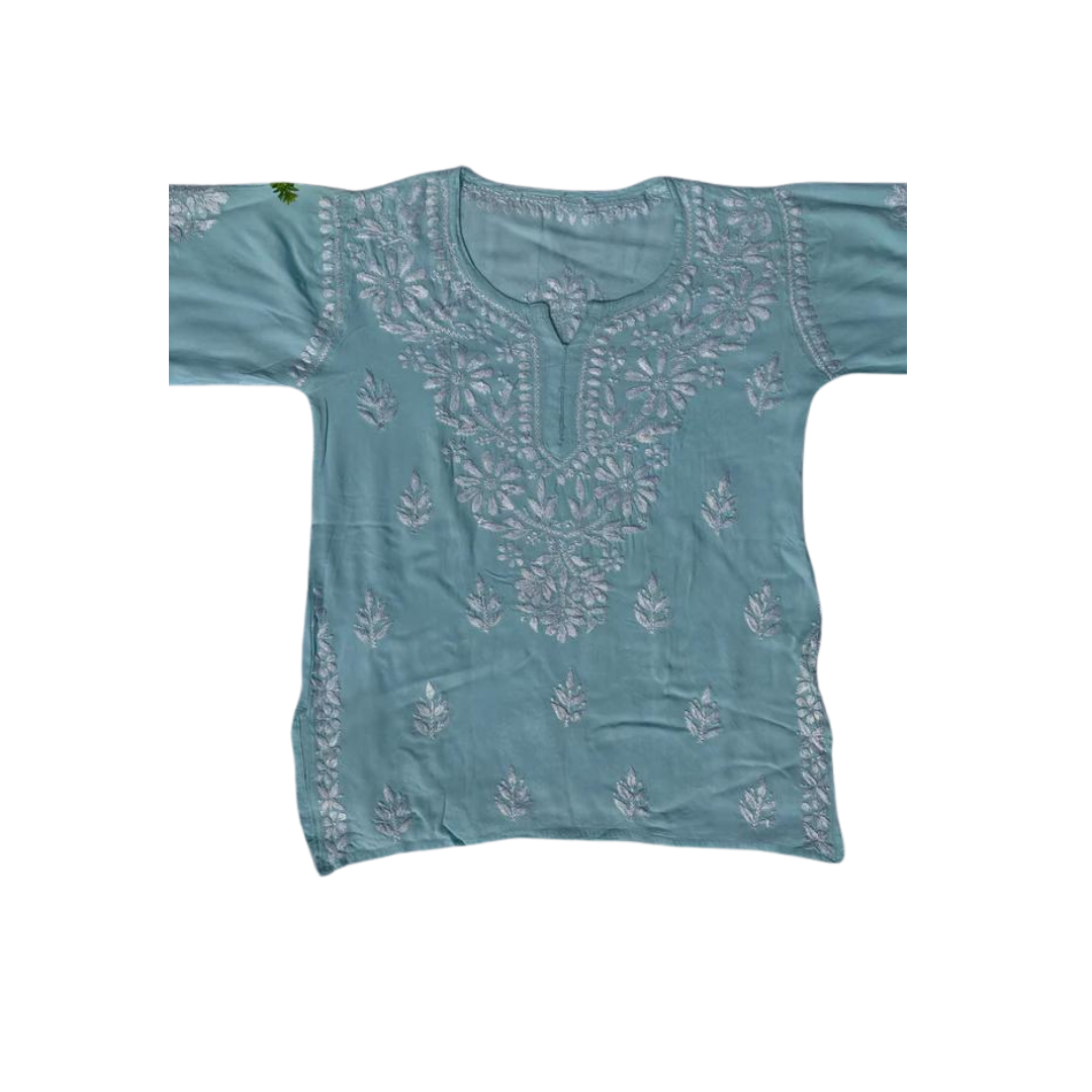 Adiva Short Chikankari Kurti By Nakhrili Chikankari