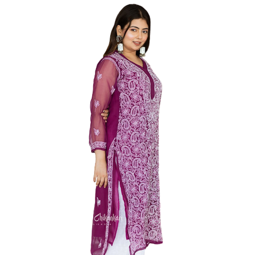 Afsha Chikan Kurti By Nakhrili Chikankari