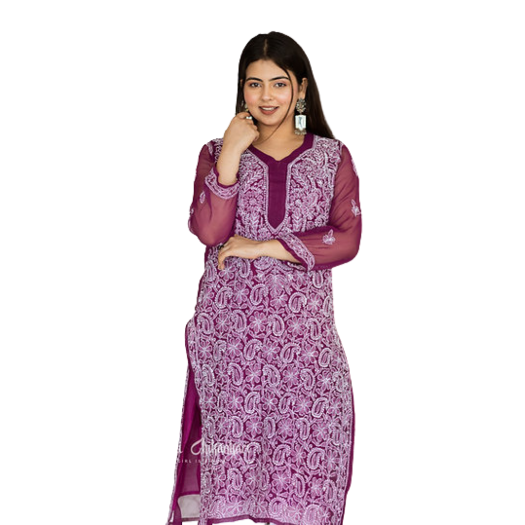 Afsha Chikan Kurti By Nakhrili Chikankari