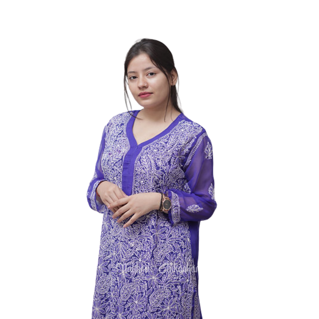 Afsha Chikan Kurti By Nakhrili Chikankari