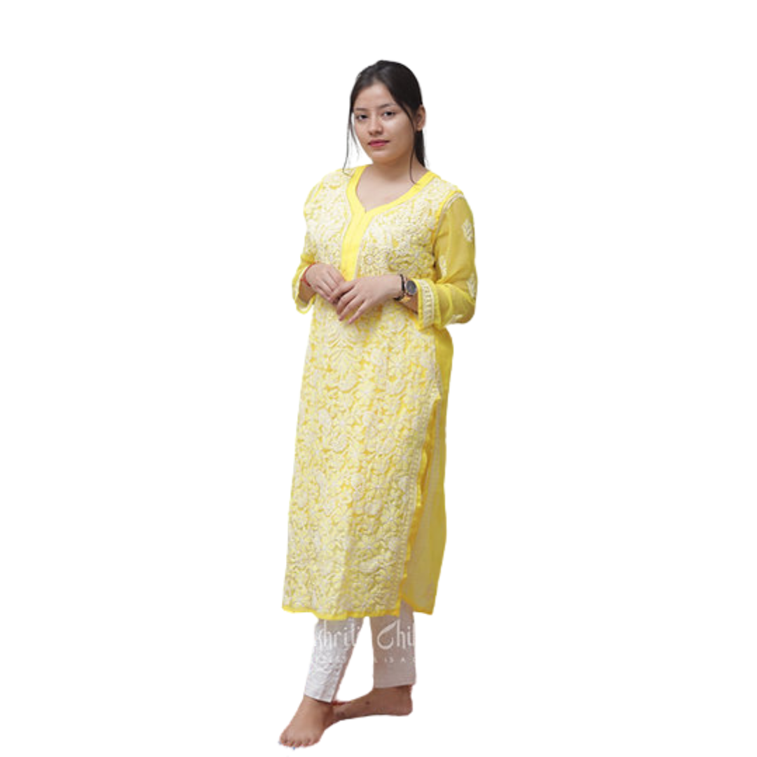 Afsha Chikan Kurti By Nakhrili Chikankari