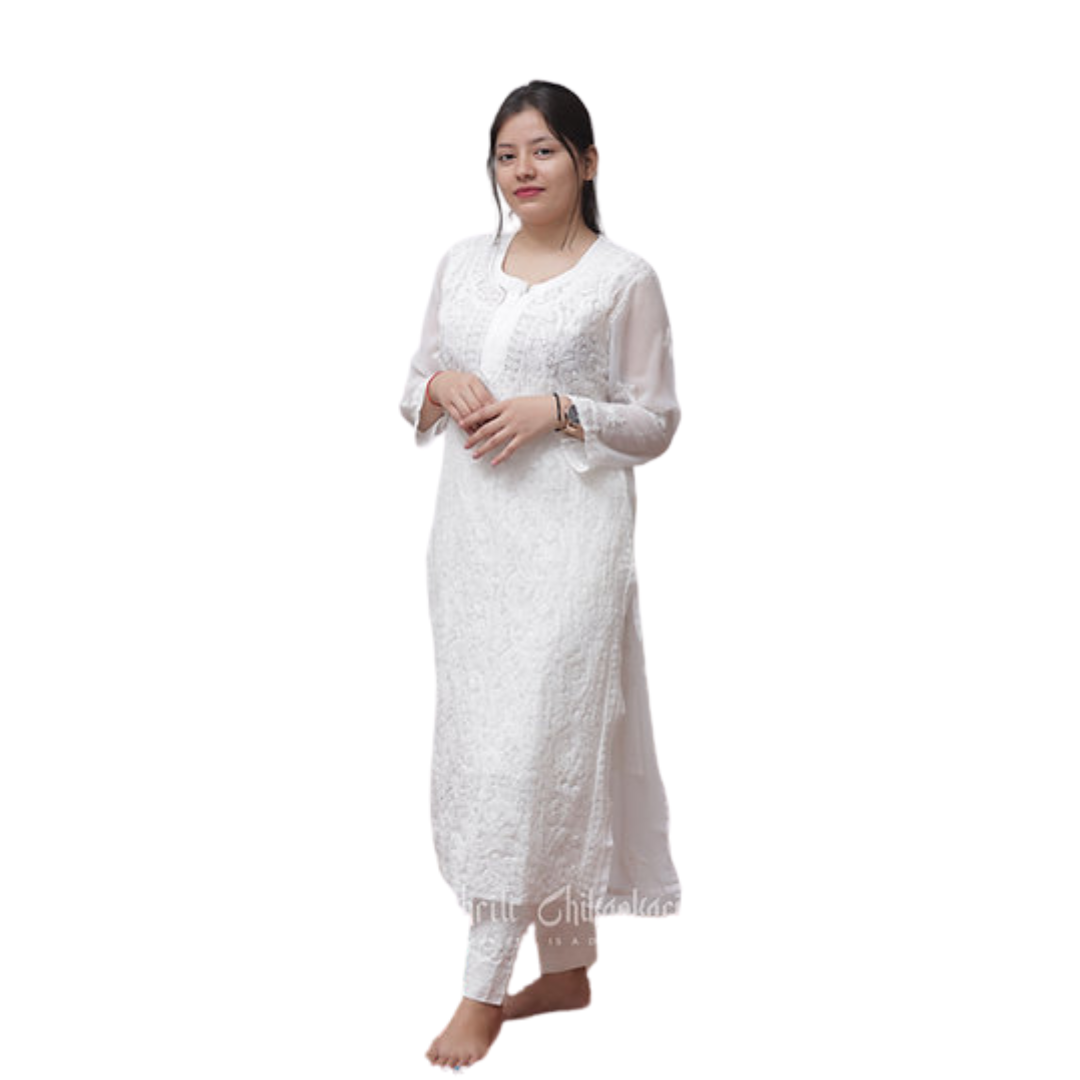 Afsha Chikan Kurti By Nakhrili Chikankari