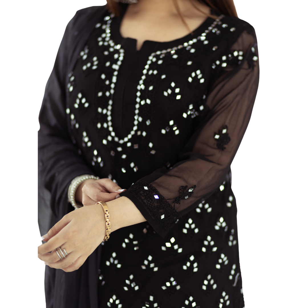Afifa Mirror Chikankari Set By Nakhrili Chikankari