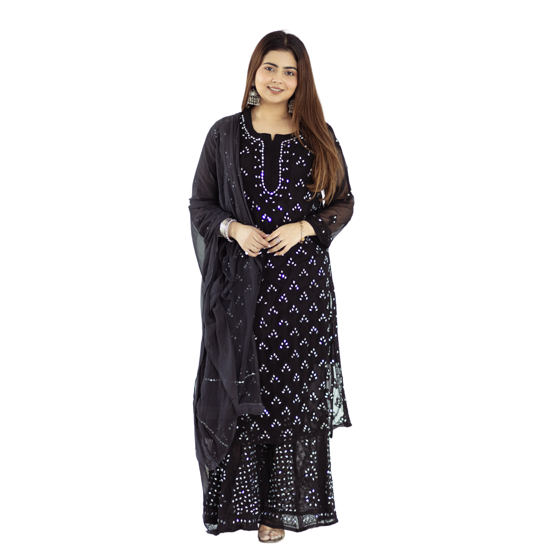 Afifa Mirror Chikankari Set By Nakhrili Chikankari