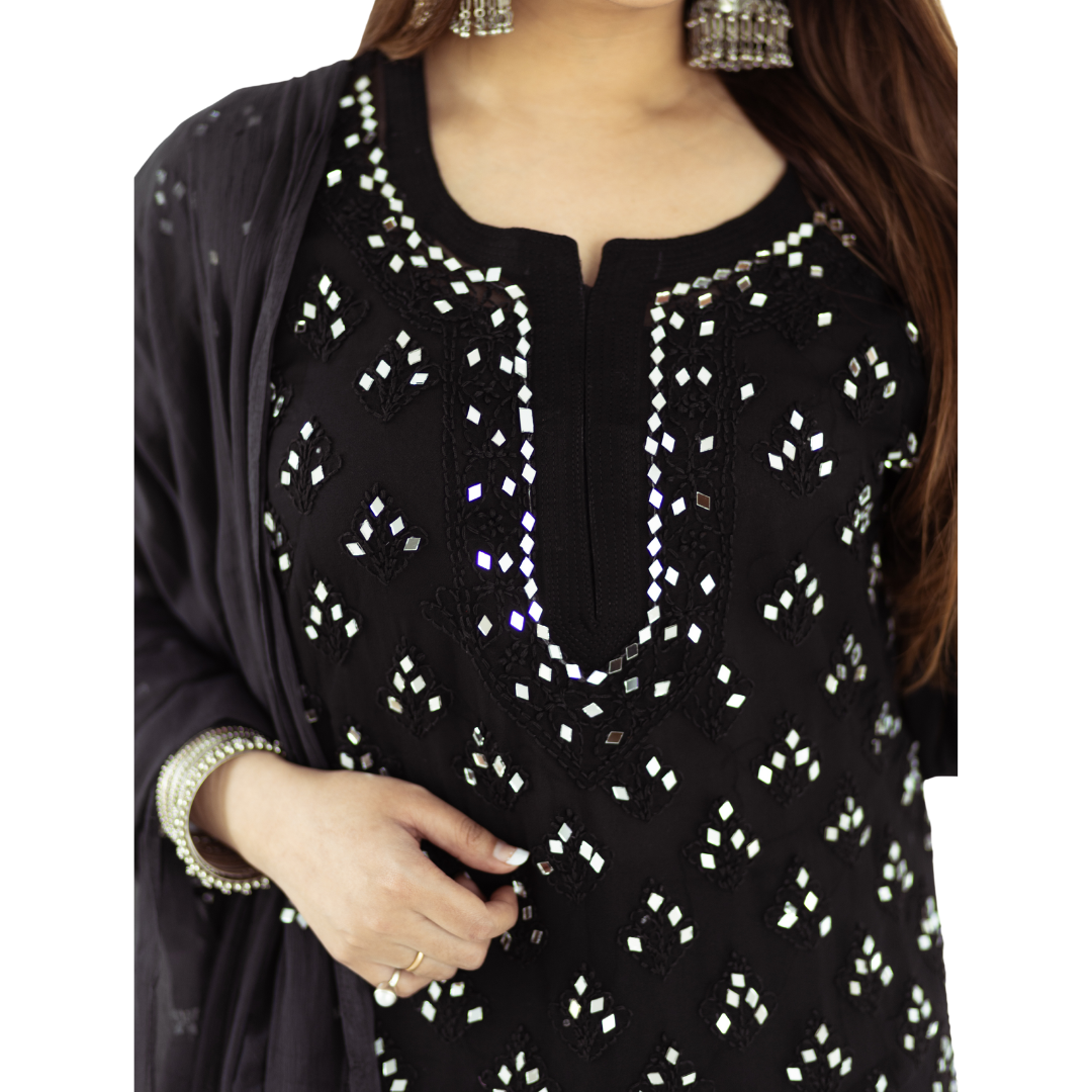Afifa Mirror Chikankari Set By Nakhrili Chikankari