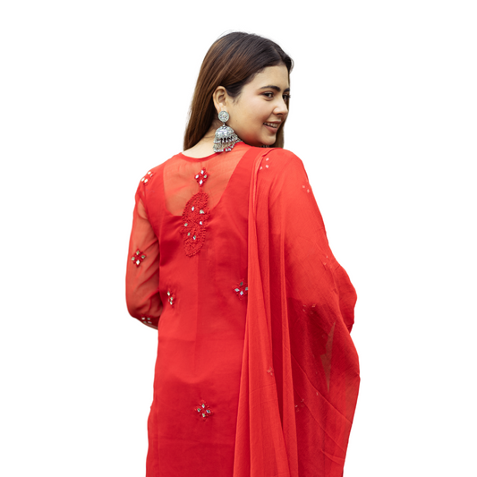 Afifa Mirror Chikankari Set By Nakhrili Chikankari