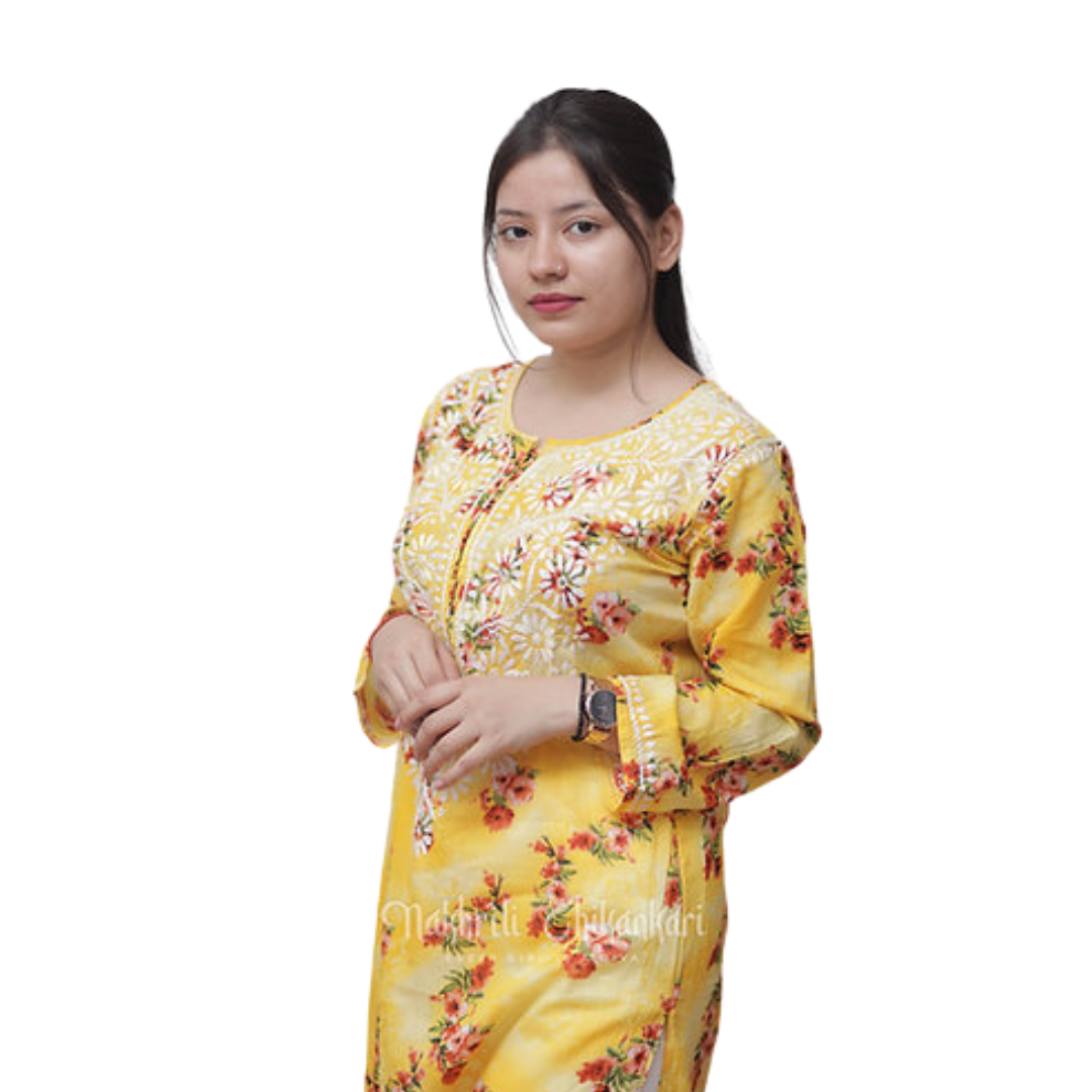 Ebrah Chikan Kurti with Print