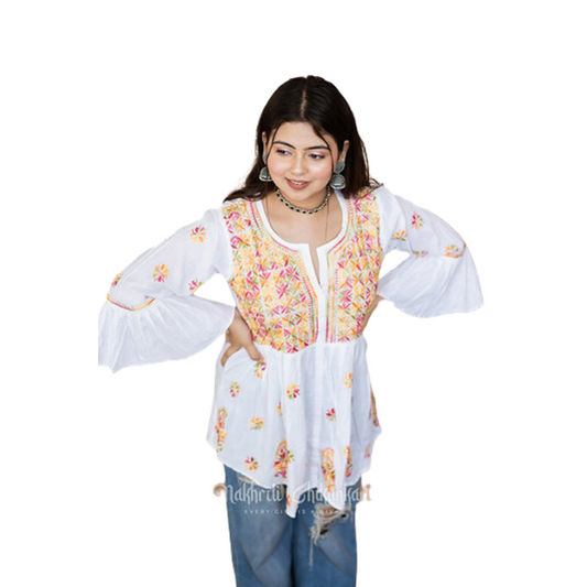 Ibadat Chikan Kurti By Nakhrili Chikankari
