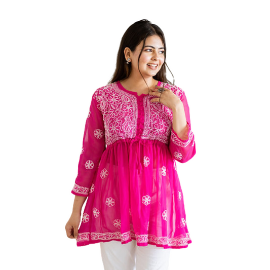 Nisaar Chikan Kurti By Nakhrili Chikankari