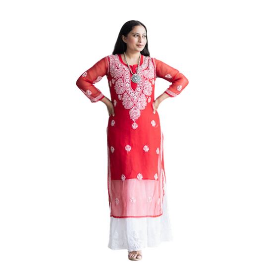 Noorah chikan kurti By Nakhrili chikankari