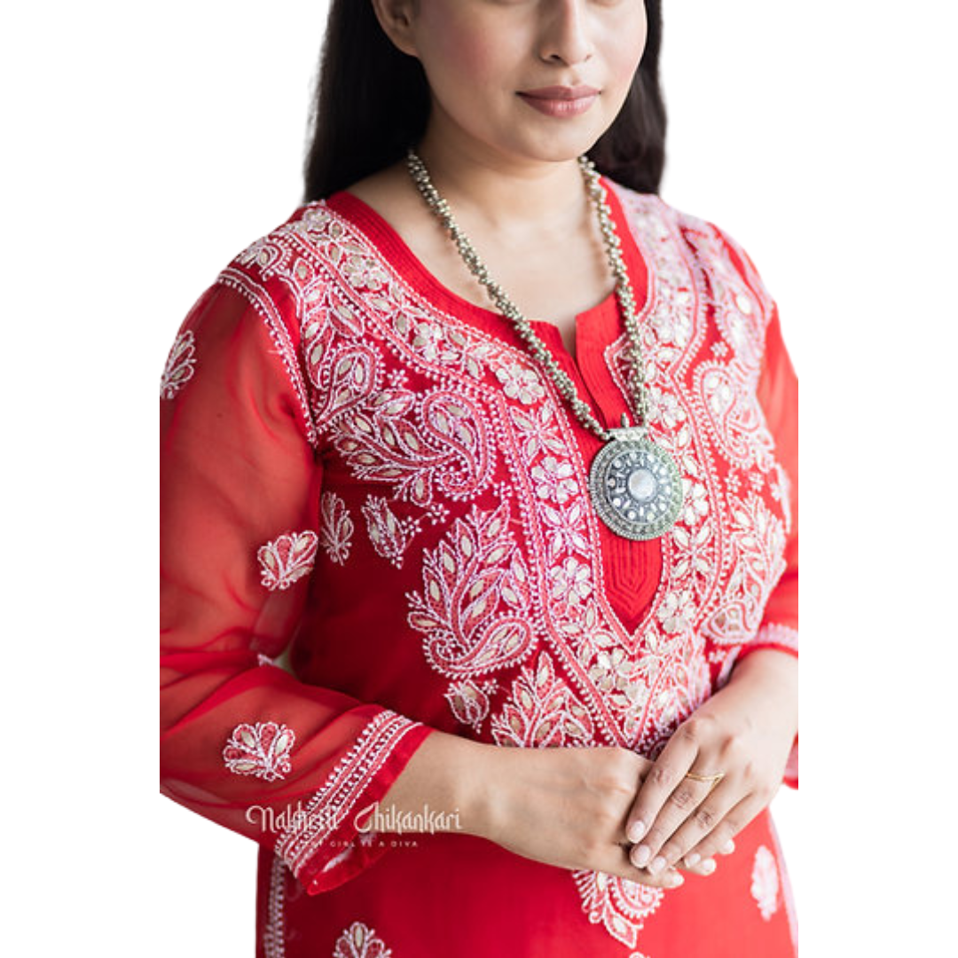 Noorah chikan kurti By Nakhrili chikankari
