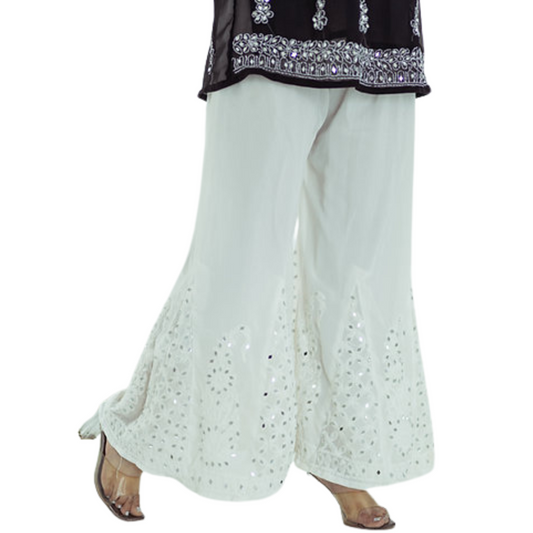 Chikankari Palazzo Mirror Work By Nakhrili Chikankari