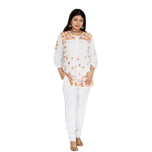 Zaina Chikan Kurti By Nakhrili Chikankari