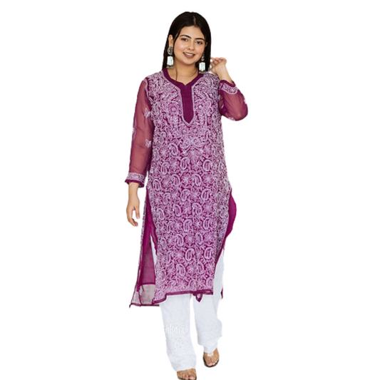 Afsha Chikan Kurti By Nakhrili Chikankari