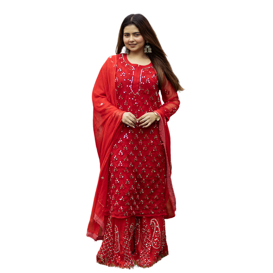 Afifa Mirror Chikankari Set By Nakhrili Chikankari